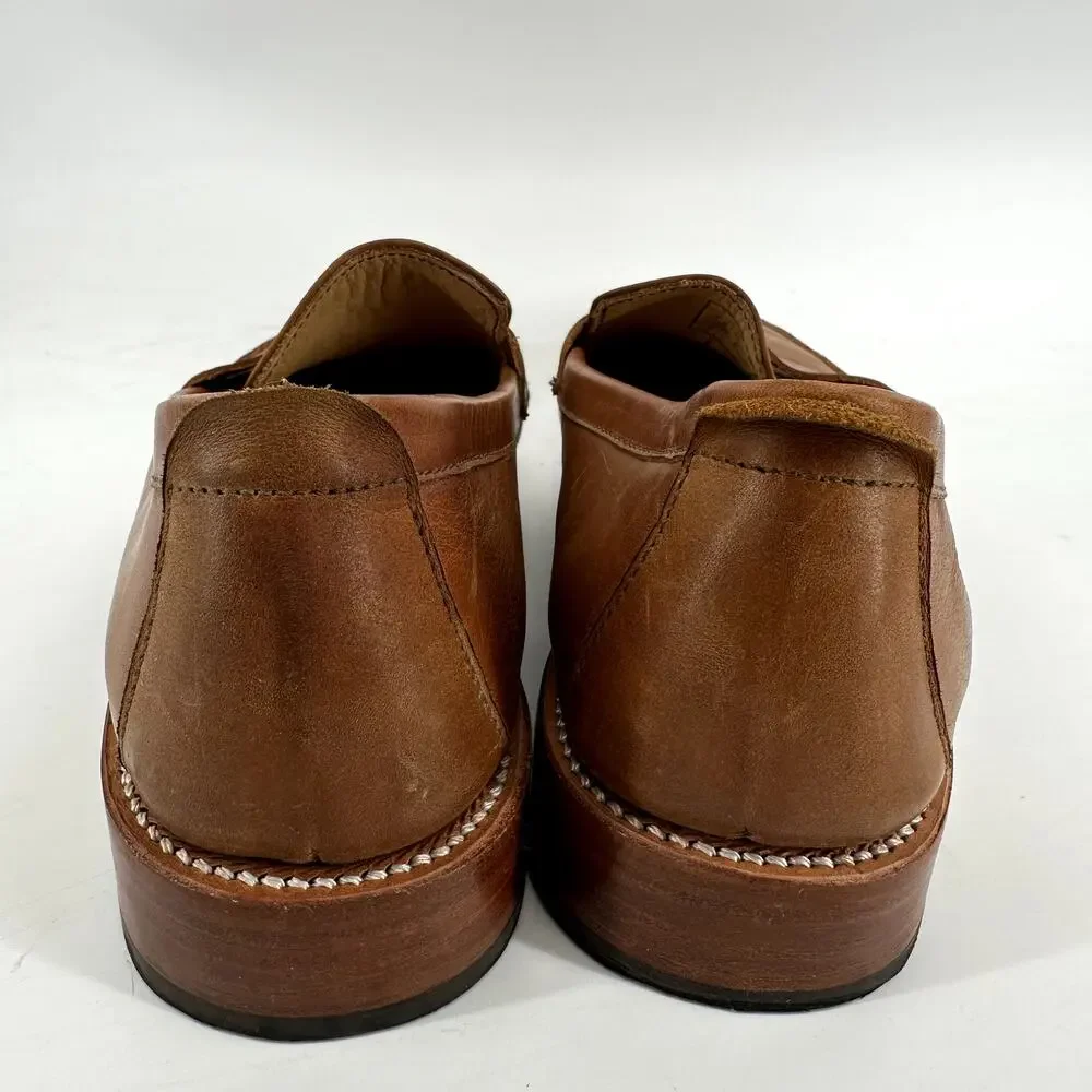 Adelante The Luca Penny Loafers Full-Grain Leather Slip On Caramel Brown 9B